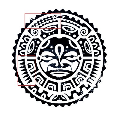 Black Hawaiian Sun Pattern Tattoo Stencil