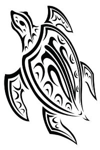 Black Hawaiian Turtle Tattoo Stencil