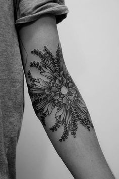 Black Hippie Flower Tattoo Design For Sleeve