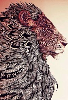 Black Hippie Lion Tattoo Design