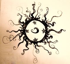 Black Hippie Sun Tattoo Design By Rachel