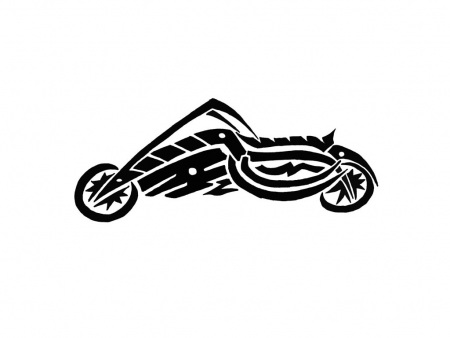 Black Ink Tribal Motorcycle Tattoo Design