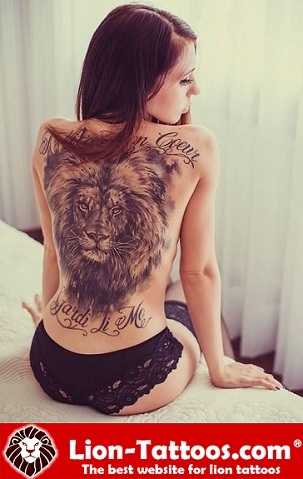 Black Leo Tattoo On Girl Full Back