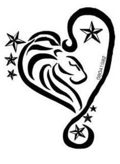 Black Stars With Leo Heart Tattoo Stencil