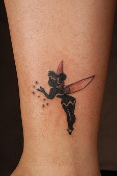 Black Tinkerbell Tattoo Design For Wrist