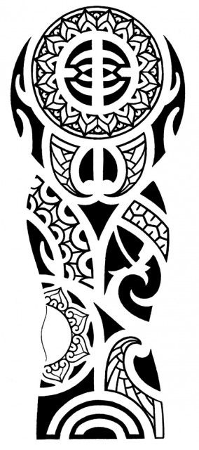 Black Tribal Hawaiian Design Tattoo Stencil For Half Sleeve