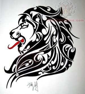 Black Tribal Leo Tattoo Design