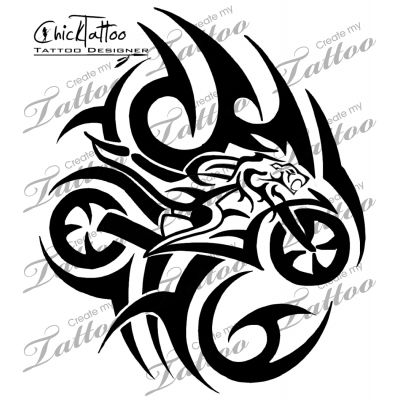 Black Tribal Motorcycle Tattoo Design Idea