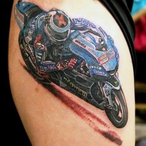 Blue Ink Racing Motorcycle Tattoo