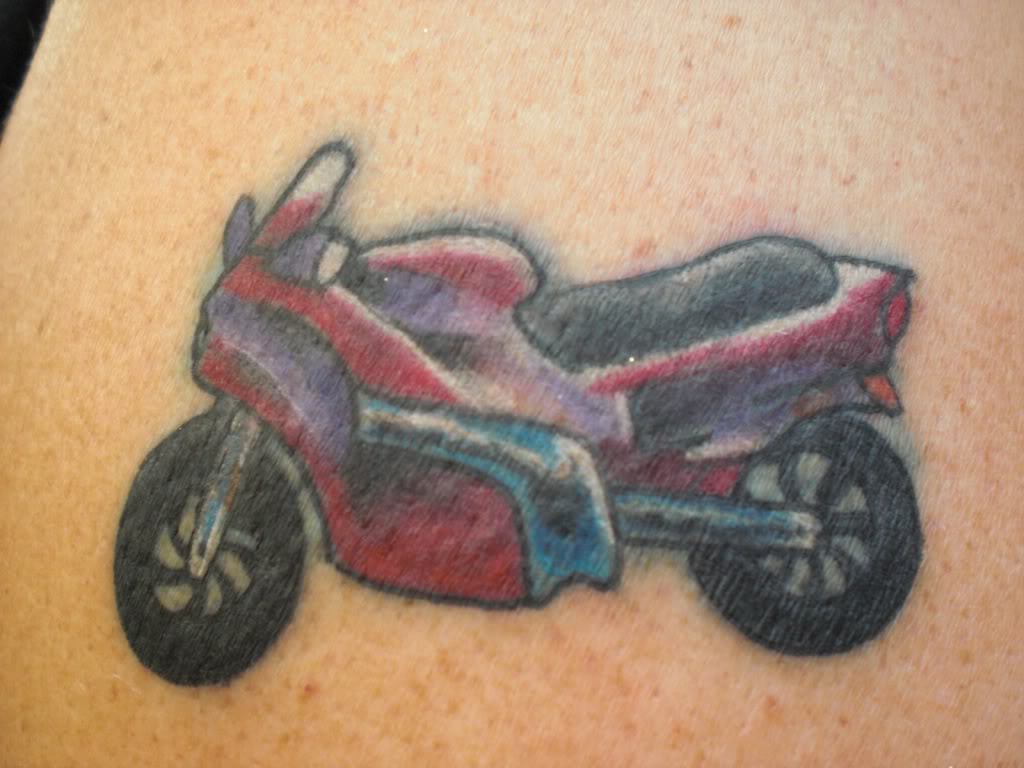 Color Motorbike Tattoo Image