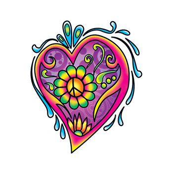 Colorful Hippie Heart Tattoo Design