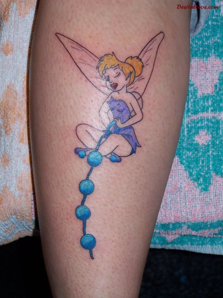 Colorful Tinkerbell Tattoo Design For Forearm
