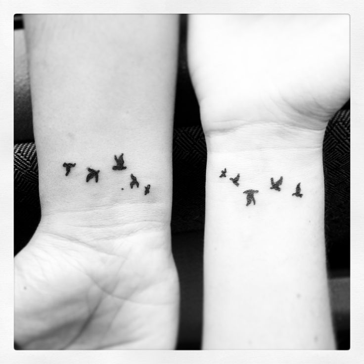 Cute Black Flying Birds Tattoos On Wrist