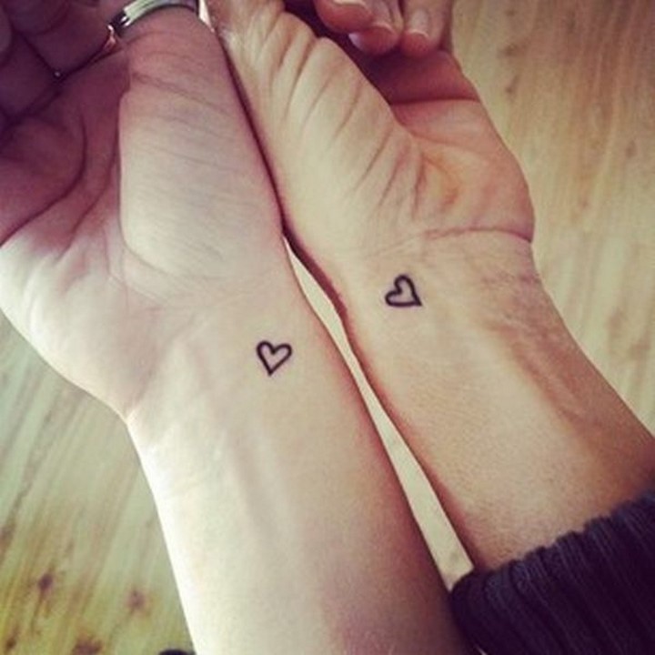 Cute Friendship Heart Tattoos On Wrist For Girls