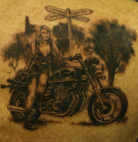 Dark Ink Motorcycle Tattoo Image