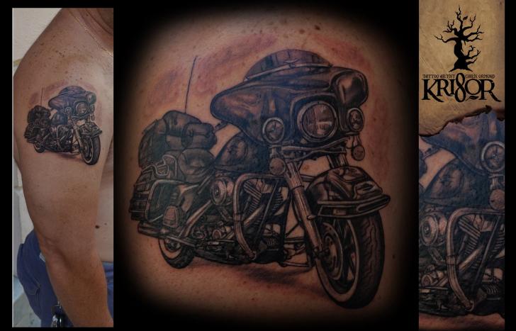 Dark Ink Police Motorcycle Tattoo by Kribor