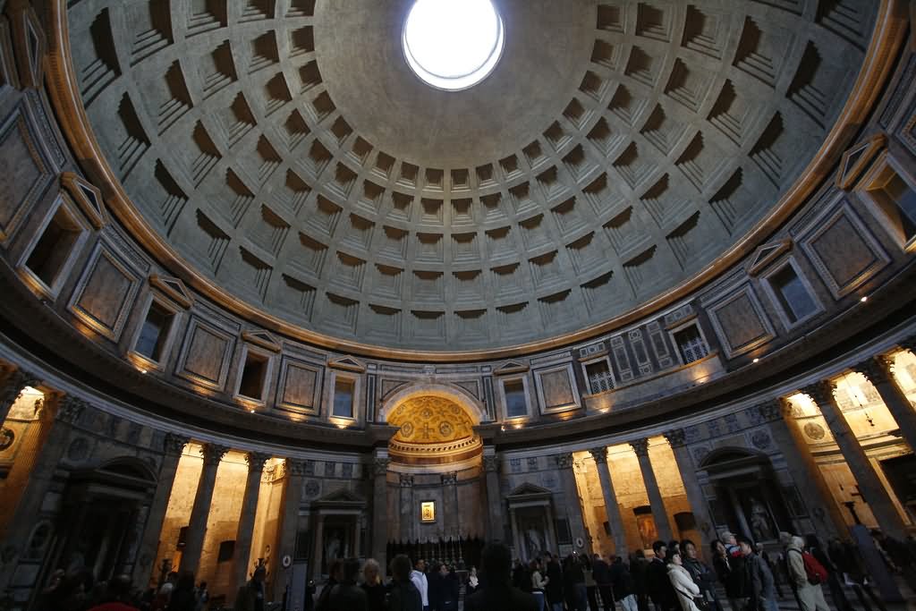 Dome Inside Pantheon Church In Rome