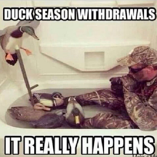 Duck Season Withdrawals Funny Hunting Meme Image.