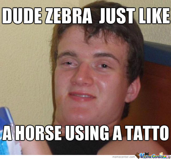 Dude Zebra Just Like A Horse Using A Tattoo Funny Zebra Meme Picture