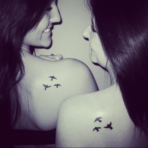 Flying Birds Friendship Tattoos On Back Shoulders