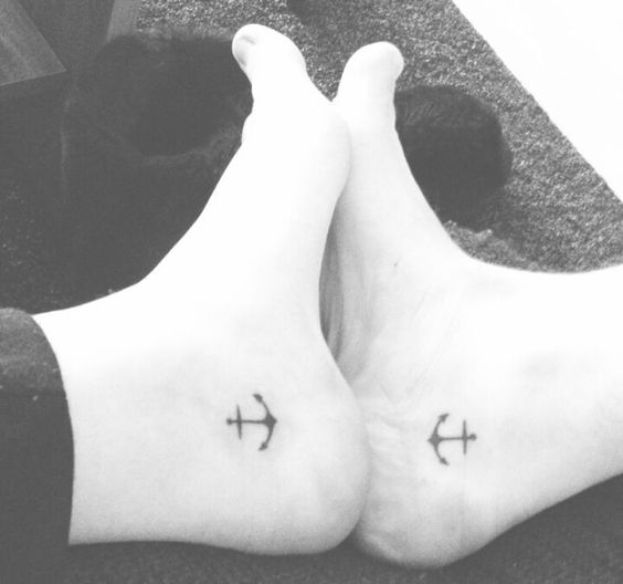 Friendship Anchor Tattoos On Feet For Girls