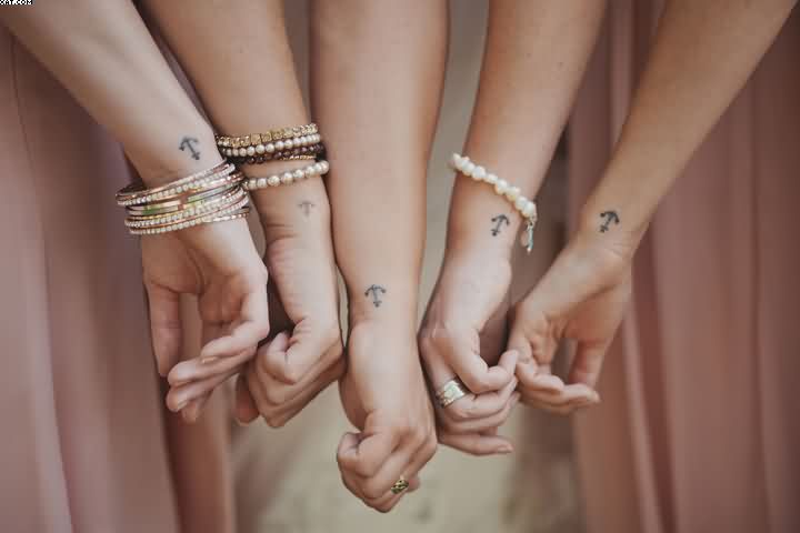 Friendship Anchor Tattoos On Wrist For Girls