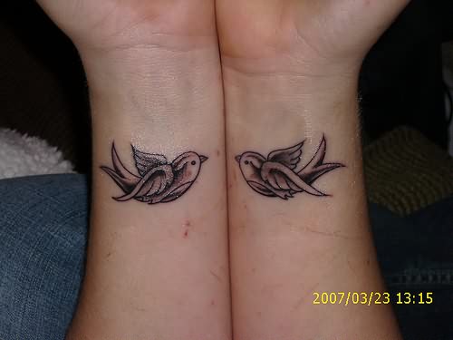 Friendship Birds Tattoo On Wrists