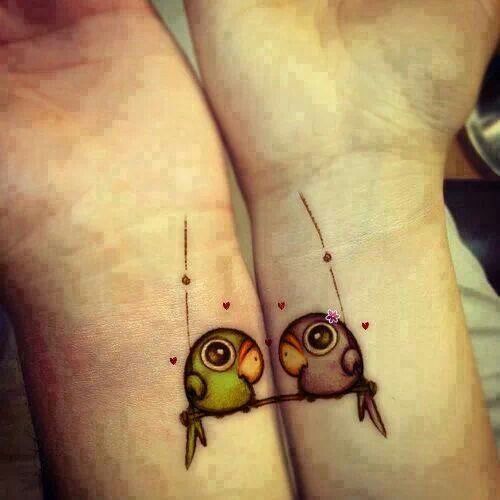 Friendship Birds Tattoos On Wrist For Girls