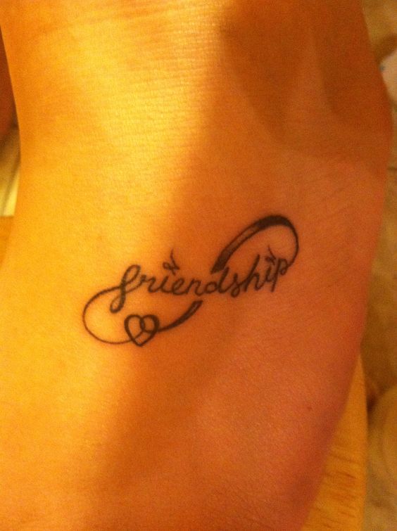 Friendship Infinity Heart Tattoo On Foot