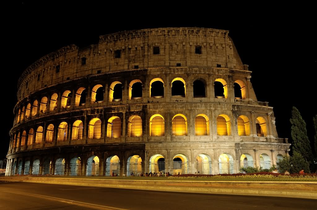 Front Night View Of The Colosseum, Rome