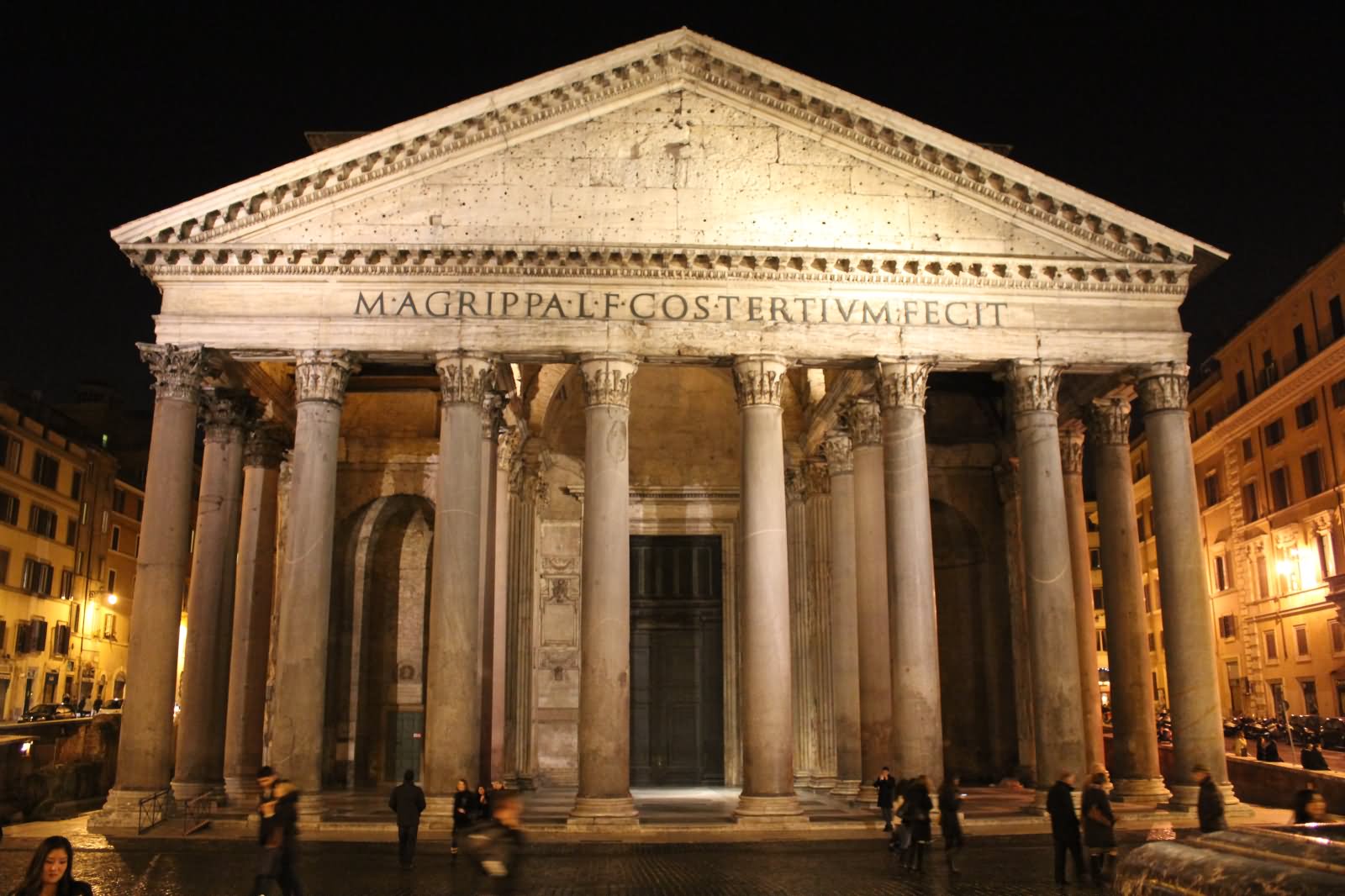 Front View Of Pantheon Church At Night