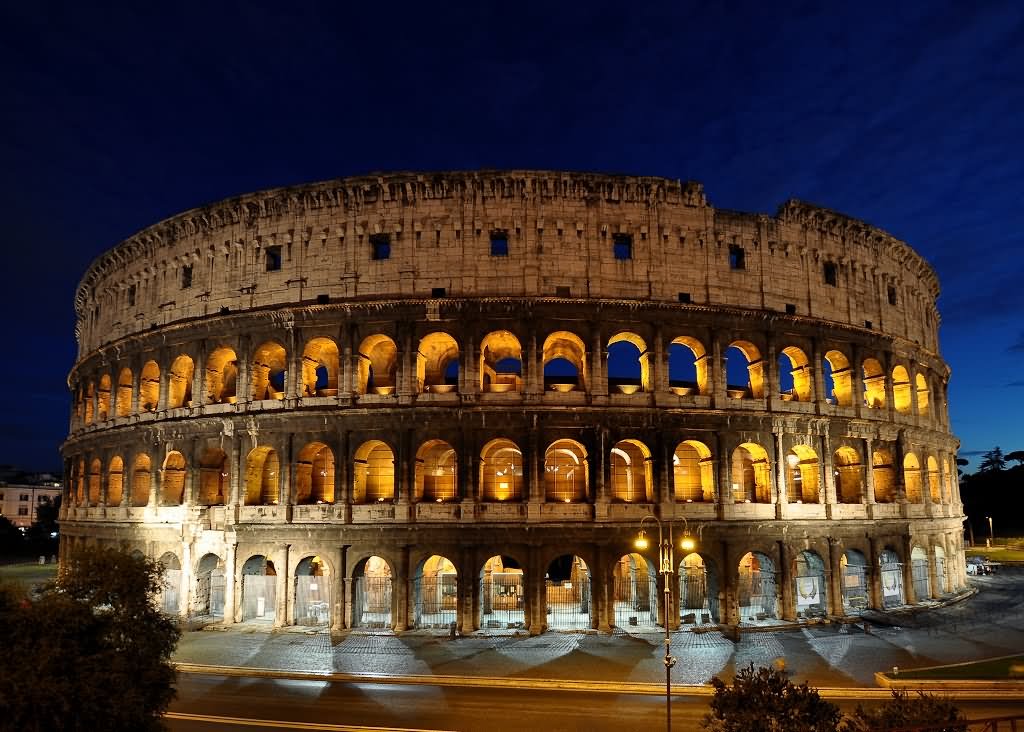 Front View Of The Colosseum Night Picture