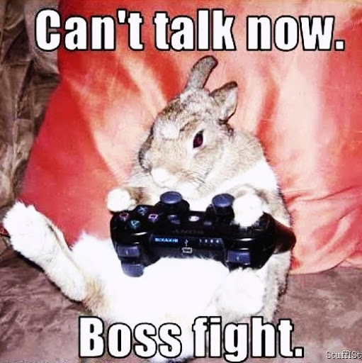 Funny Rabbit Meme Can't Talk Now Boss Fight Image