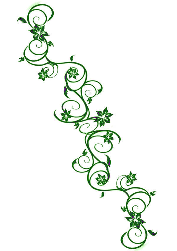 Green Flowers Vine Tattoo Design For Men