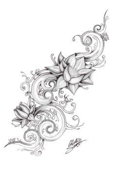 Grey Ink Hawaiian Flowers Tattoo Design By Gsaw