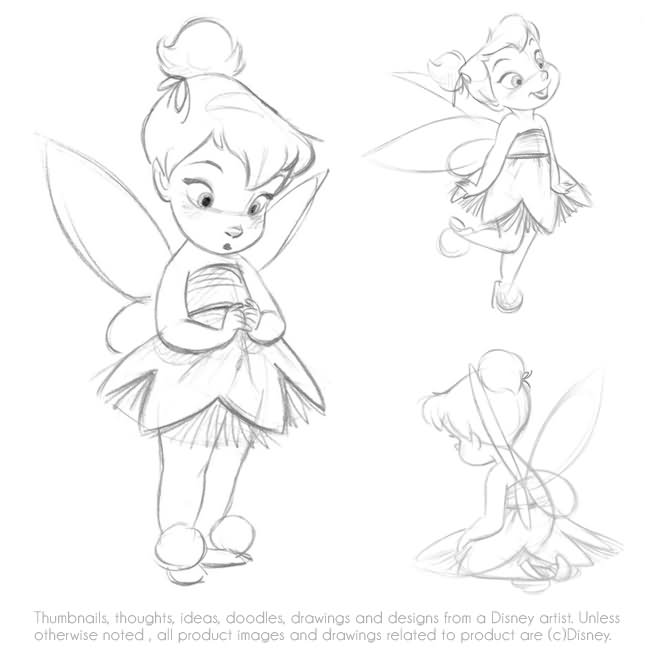 Grey Outline Three Tinkerbell Tattoo Design By Steve Thompson