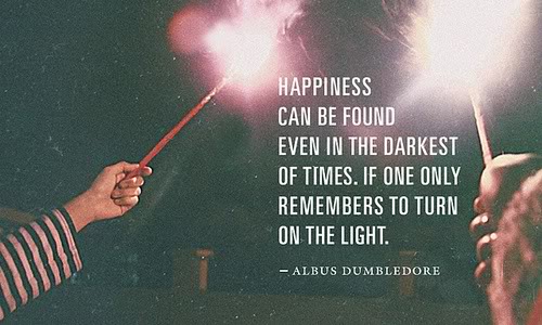 Happiness can be found, even in the darkest of times, if one only remembers to turn on the light.  -  Albus Dumbledore