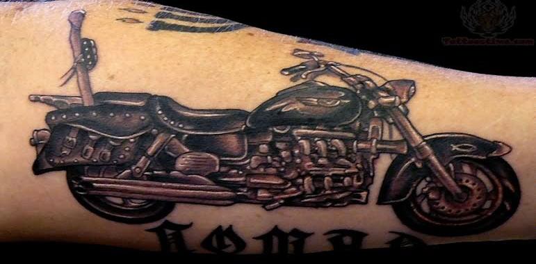 Harley Davidson Motorcycle Tattoo On Arm