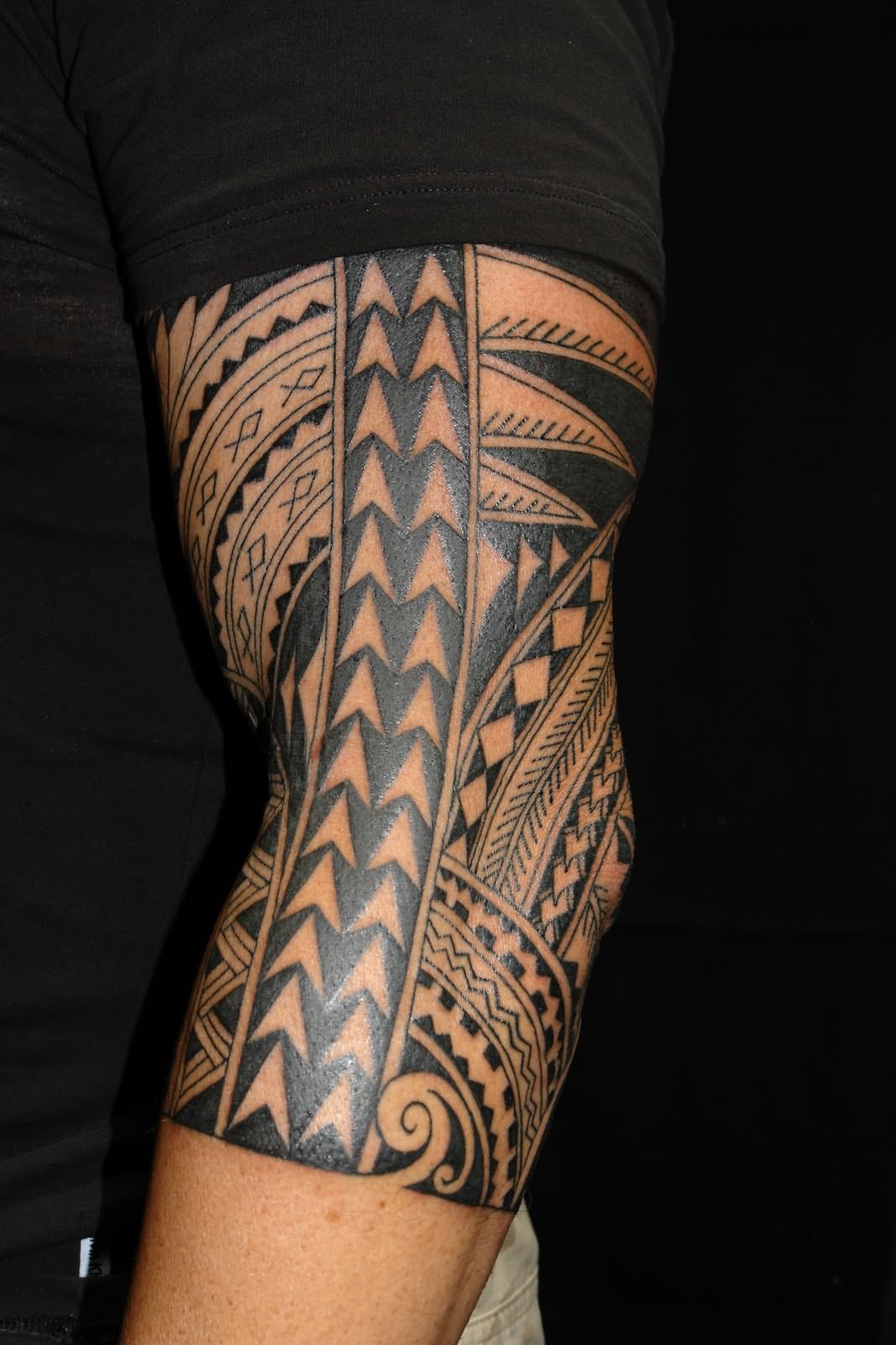 Hawaiian Design Tattoo On Elbow