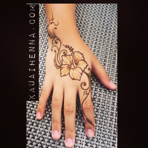 Hawaiian Flower Pattern Tattoo On Hand