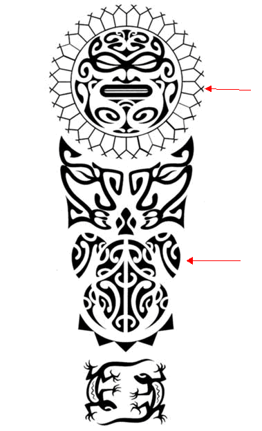 Hawaiian Pattern Tattoo Design For Half Sleeve