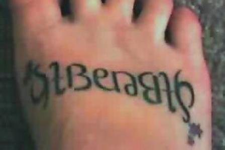 Hebrew Phrases Tattoo On Foot