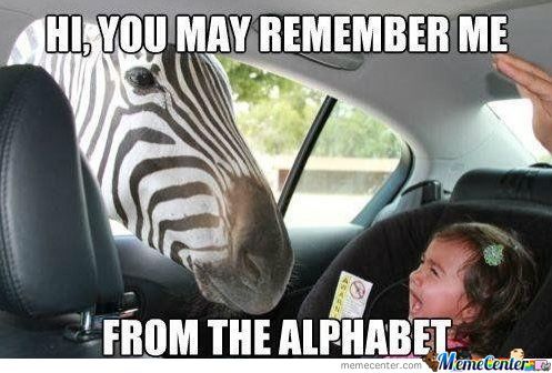 Hi You may Remember Me from The Alphabet Funny Zebra Meme Image