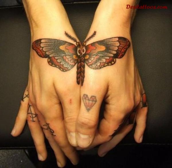 Hippie Dragonfly Tattoo On Both Hand