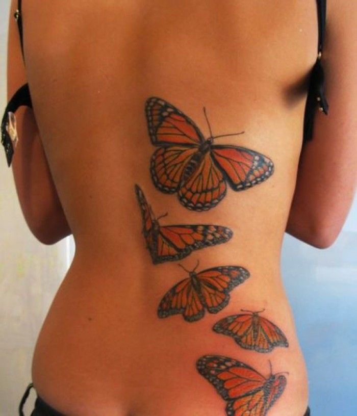 Hippie Flying Butterflies Tattoo Design For Full Back