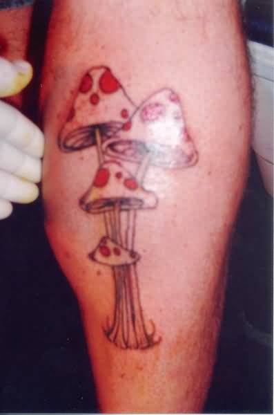 Hippie Mushroom Tattoo Design For Leg