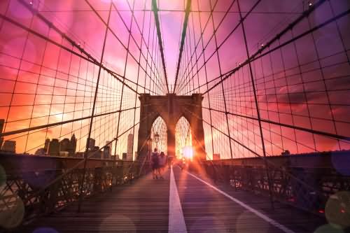 Incredible Click Of The Brooklyn Bridge At Sunset Time