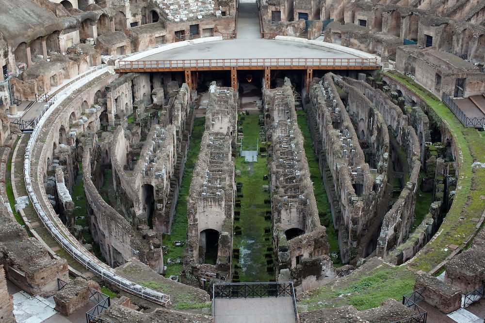 Inside Picture Of The Colosseum Showing The Hypogeum