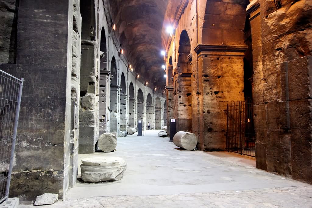 Inside The Colosseum At Night