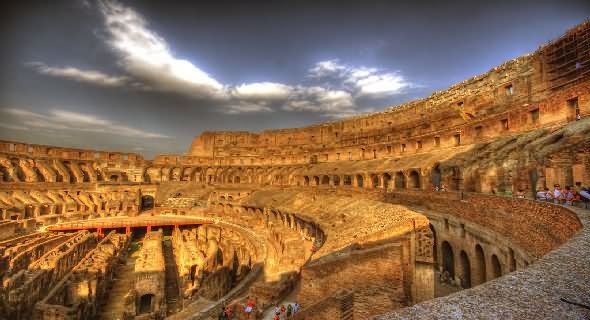 Inside View Of The Colosseum At The Time Of Sunset